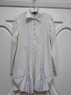 MC Planet 12 White Long Button-Up Dress Top Jacket lagenlook